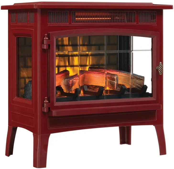 Freestanding Electric Fireplace Stove Heater with 3D Flame Effect for 1000 Sq. Ft