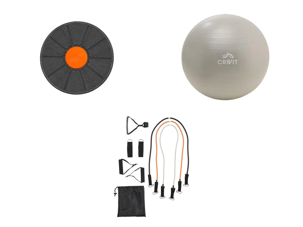 CRIVIT Plateau dquilibre ou ballon de gymnastique ou bandes de fitness