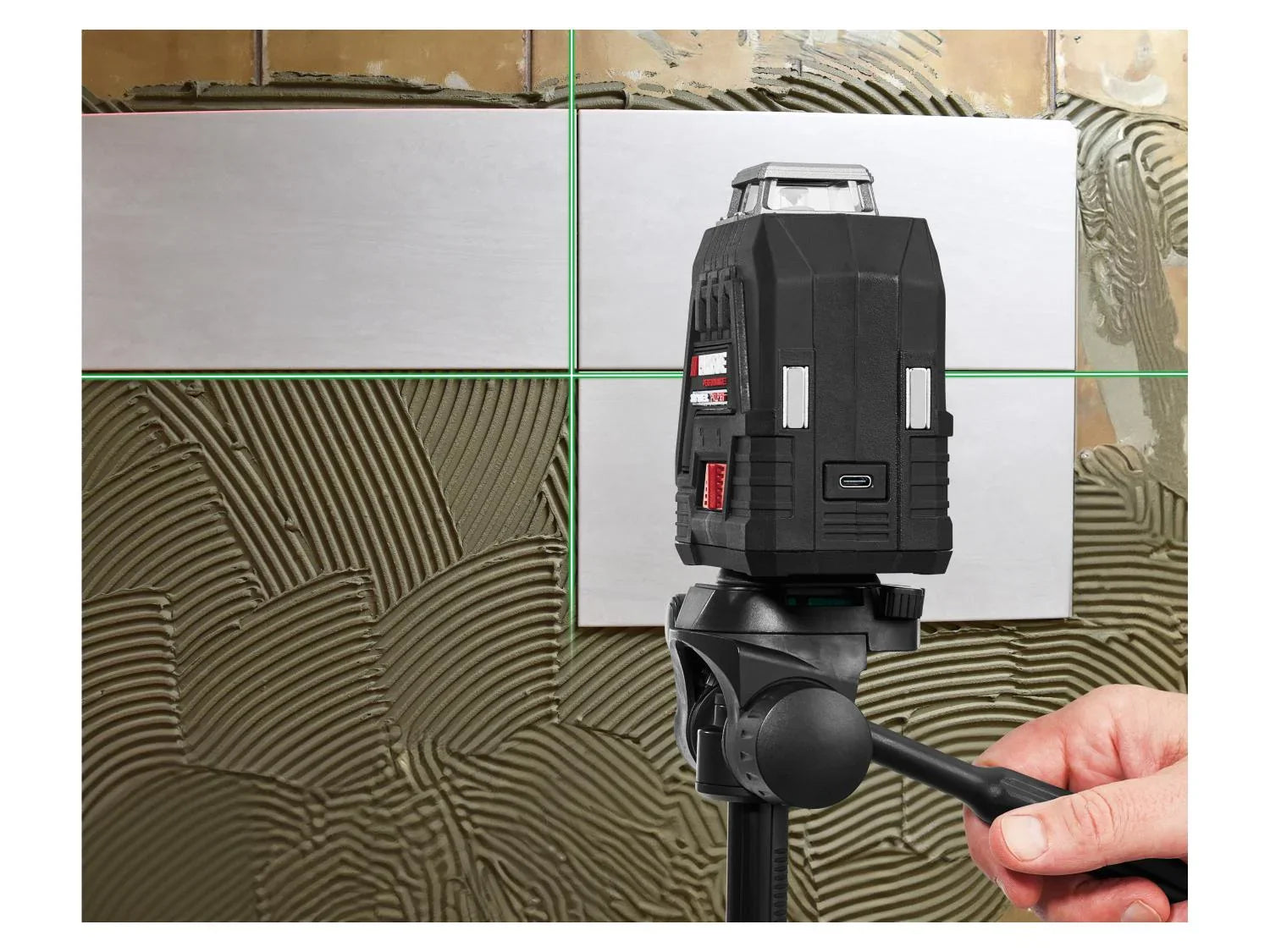 PARKSIDE PERFORMANCE Niveau laser en croix sans fil PKLLP 360 B3, vert, 20 m, 4 V