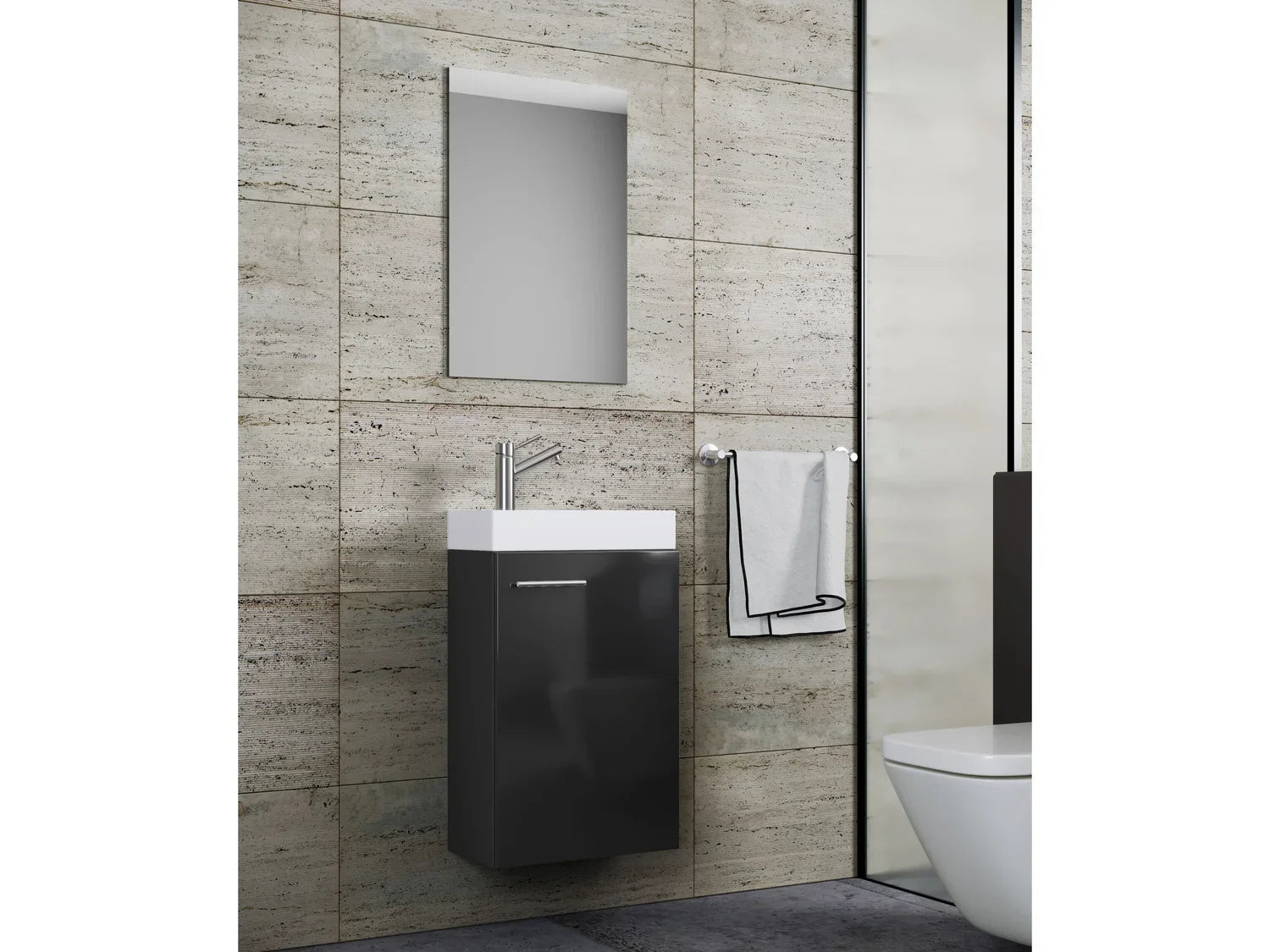 VCM Set d'armoire  glace ou miroir et meuble sous vasque avec lavabo Slito, pour salle de bain