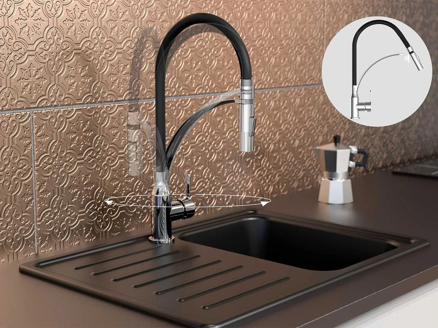 Eisl Robinet d'vier cuisine avec douche  vaisselle et tuyau interchangeable