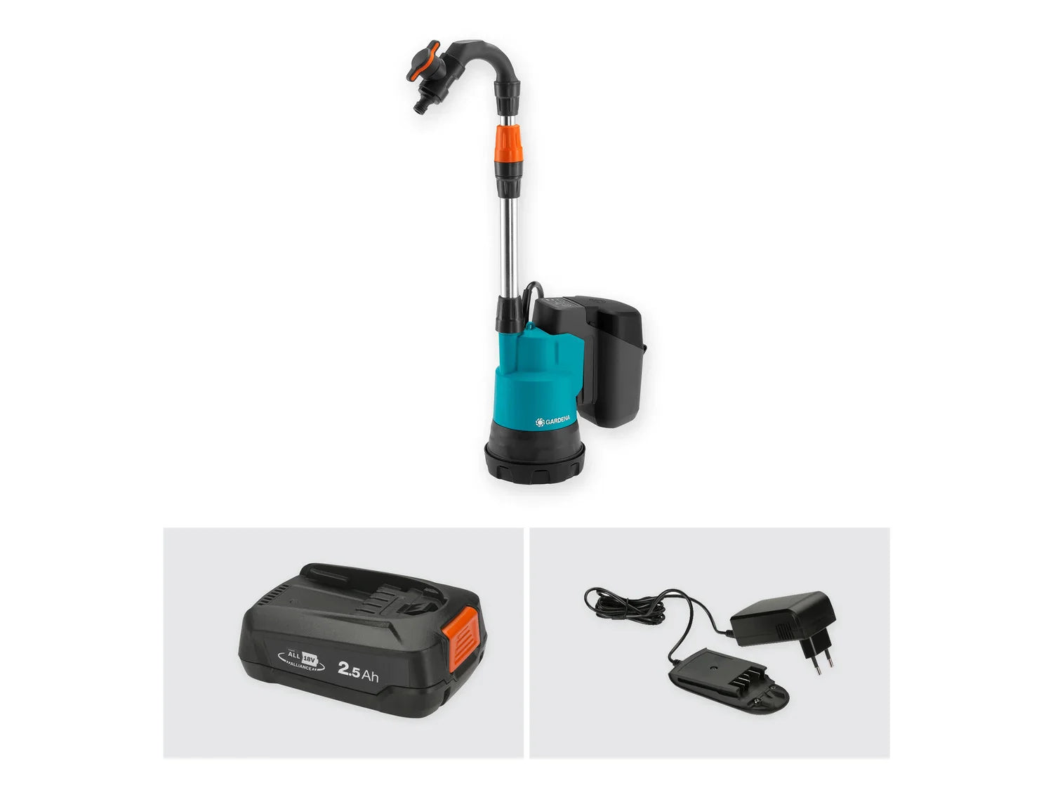 Gardena Pompe pour collecteur d'eau de pluie 2000/2 18V P4A, 2000 l/h