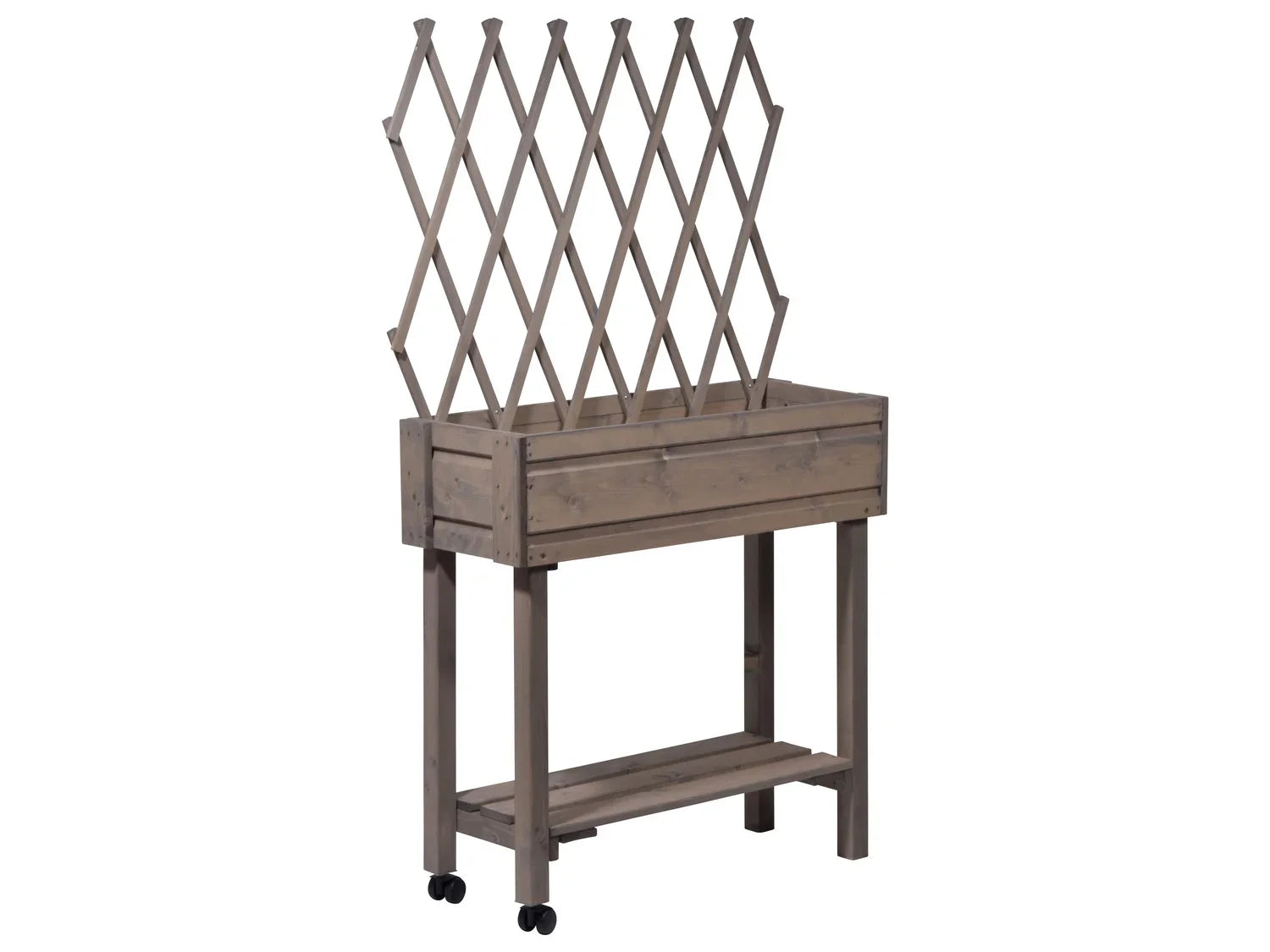 dobar Jardinire surleve  roulettes avec treillis, L 79 x l 28,5 x H130 cm