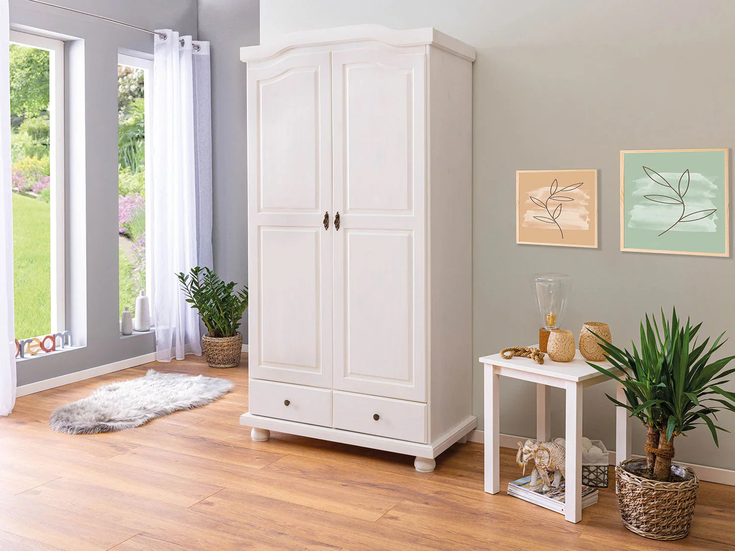 Inter Link Armoire rustique Kappl ou Reutte,  2, 3 ou 4 portes, blanche