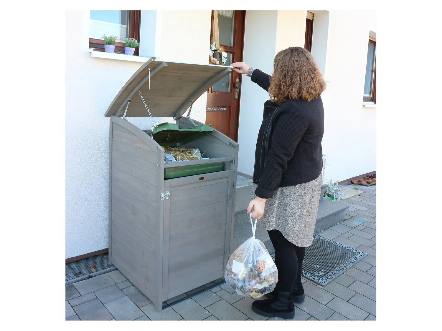 HABAU Cache-poubelle en bois, 120 L