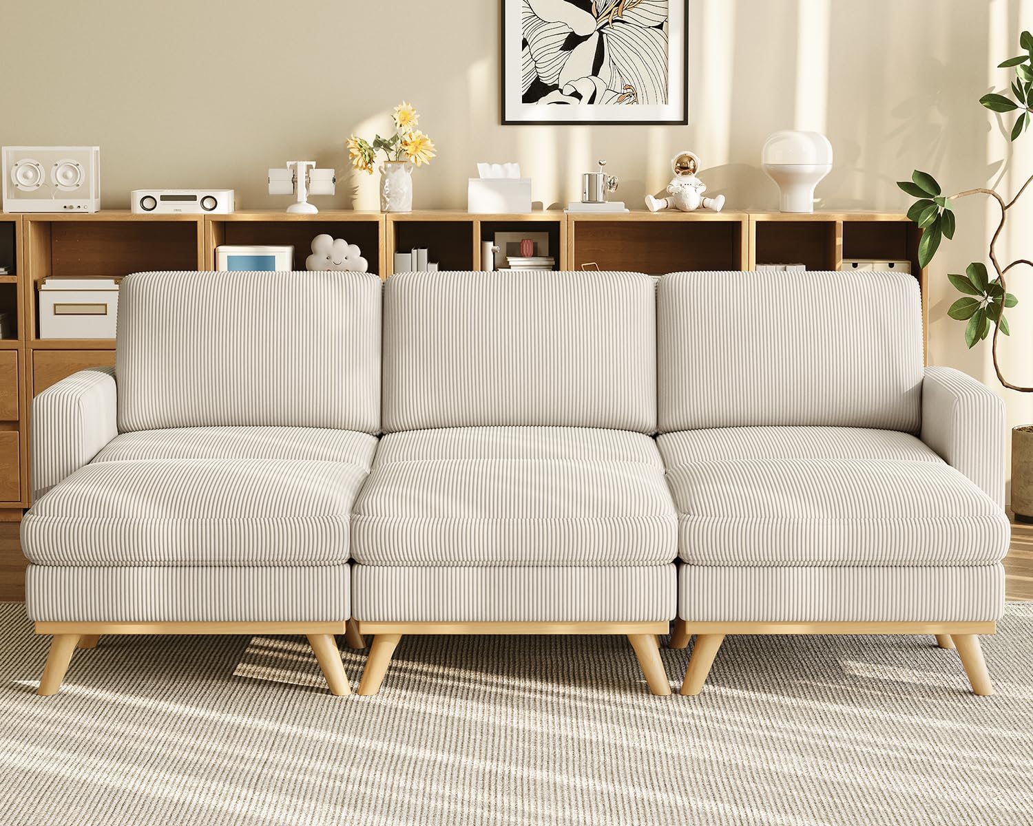 Vesgantti 68 Loveseat Sofa - Green, Comfy Corduroy with Spring Cushion, Solid Wood Frame, Modern Deep Seat, Bedroom & Living Room, Office Couch