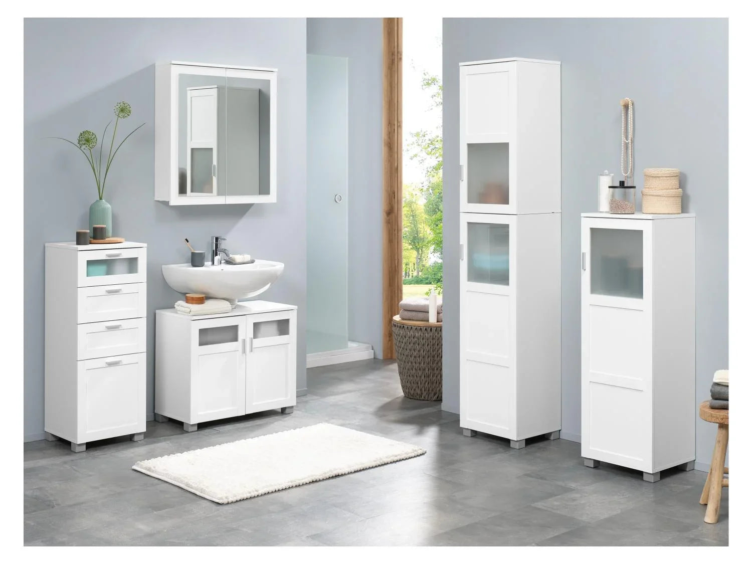 LIVARNO home Armoire de toilette miroir Basel, 68,5 x 75,1 x 16,9 cm, blanche