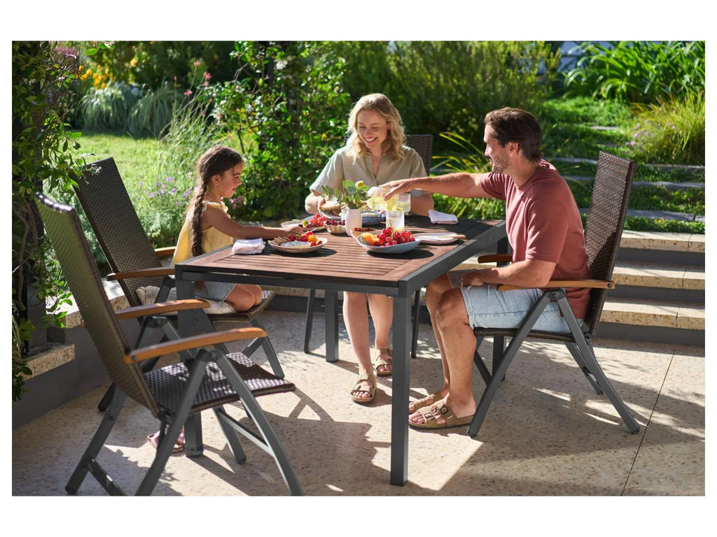 LIVARNO home Ensemble en rsine tresse  Valencia , 5 pices - table extensible & 4 fauteuils pliants