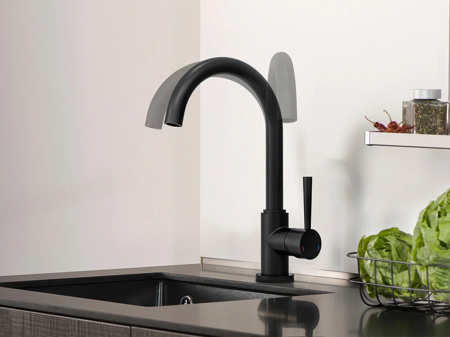 Schtte Mitigeur robinet de cuisine CORNWALL, avec bec courb