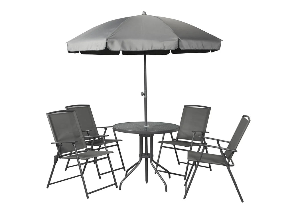 LIVARNO home Ensemble chaises et table de jardin avec parasol, 6 pices
