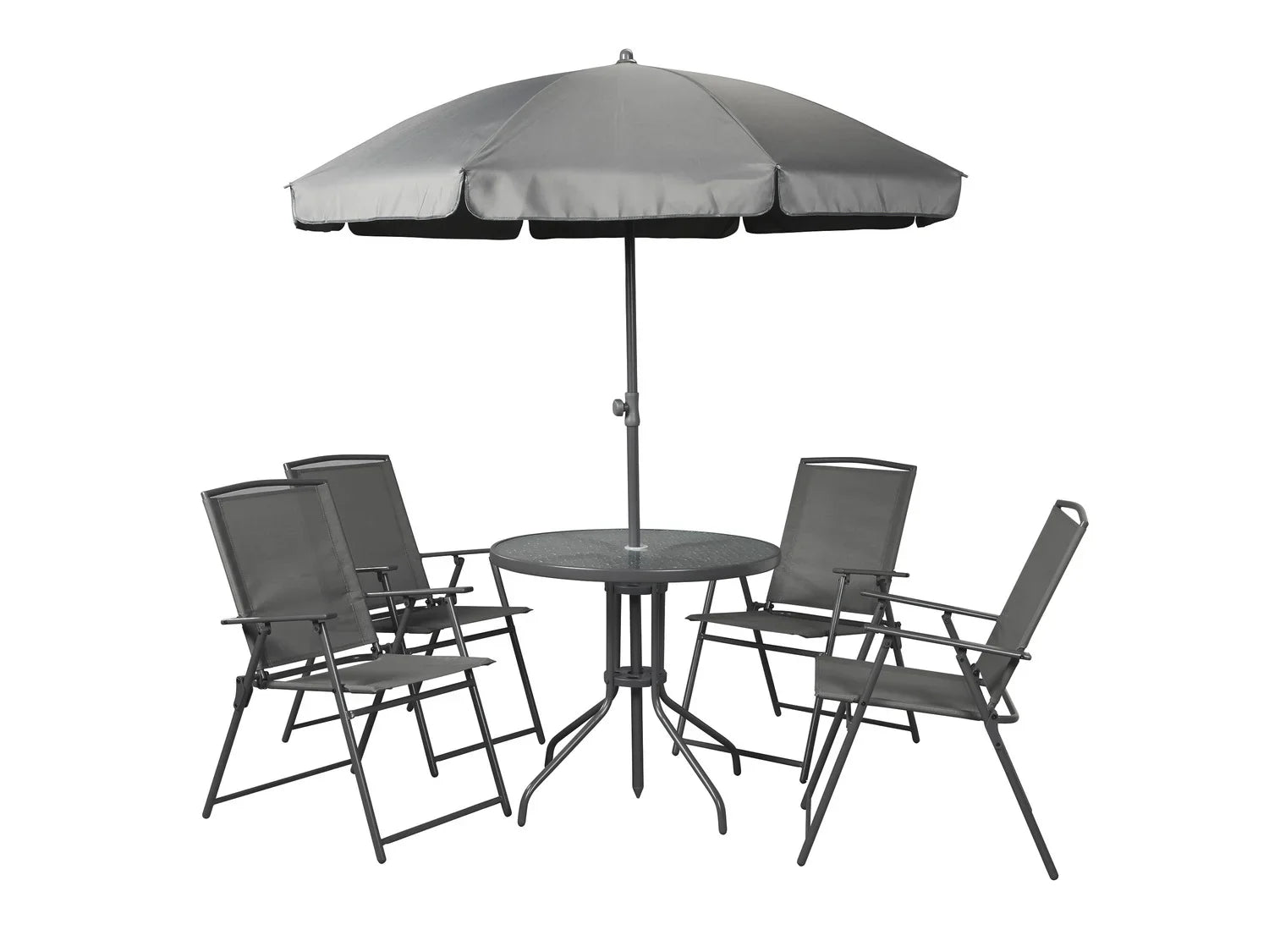 LIVARNO home Ensemble chaises et table de jardin avec parasol, 6 pices