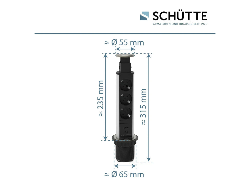 Schtte Bloc multiprises encastrable pour plan de travail