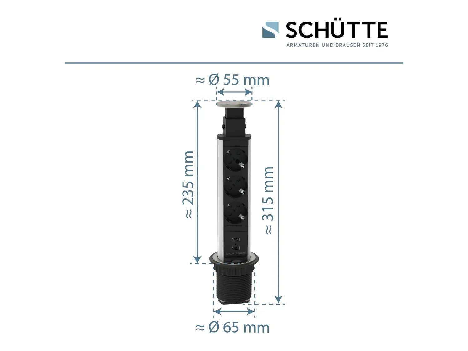 Schtte Bloc multiprises encastrable pour plan de travail