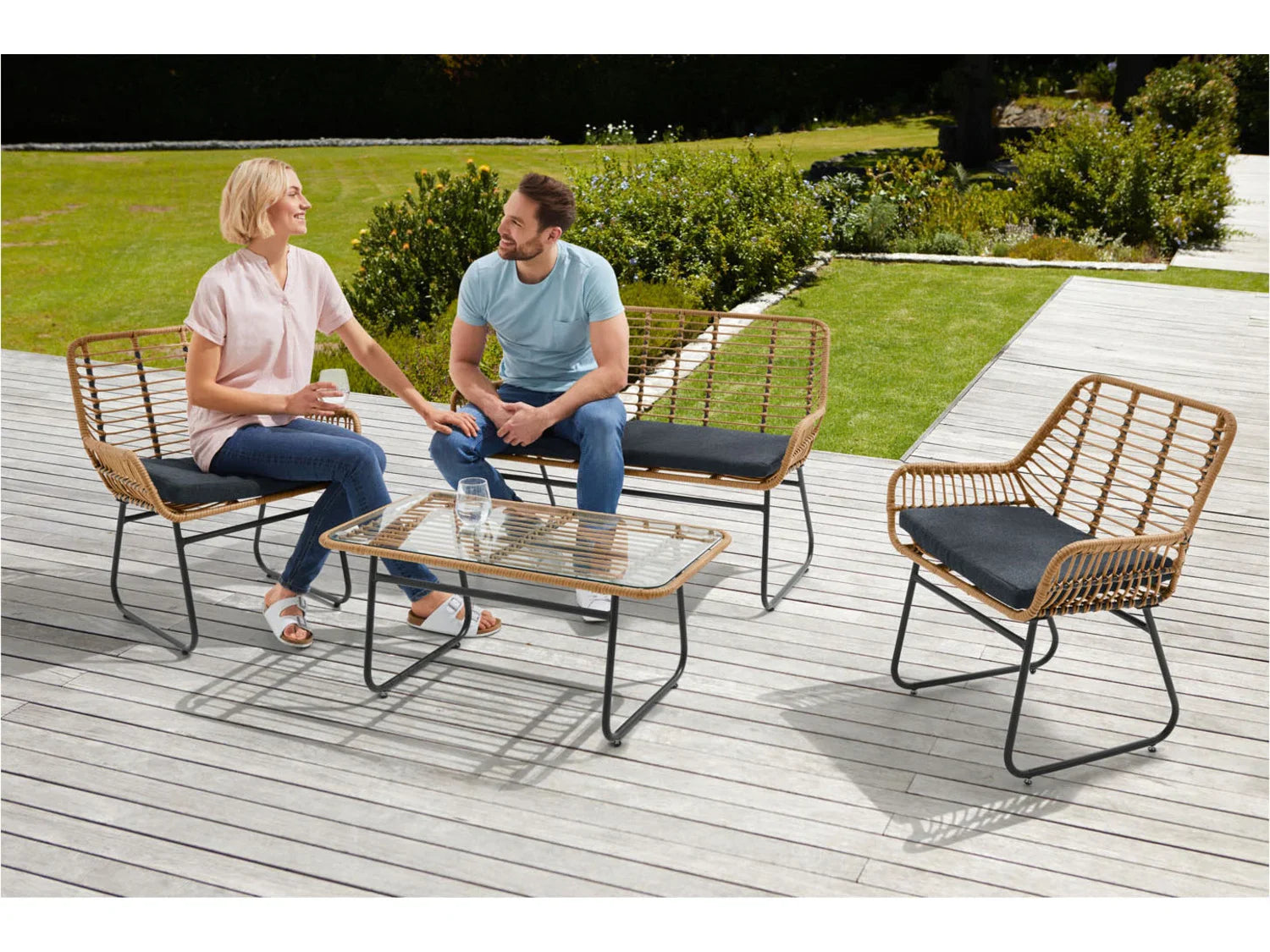 LIVARNO home Salon de jardin Rope, 4 pices