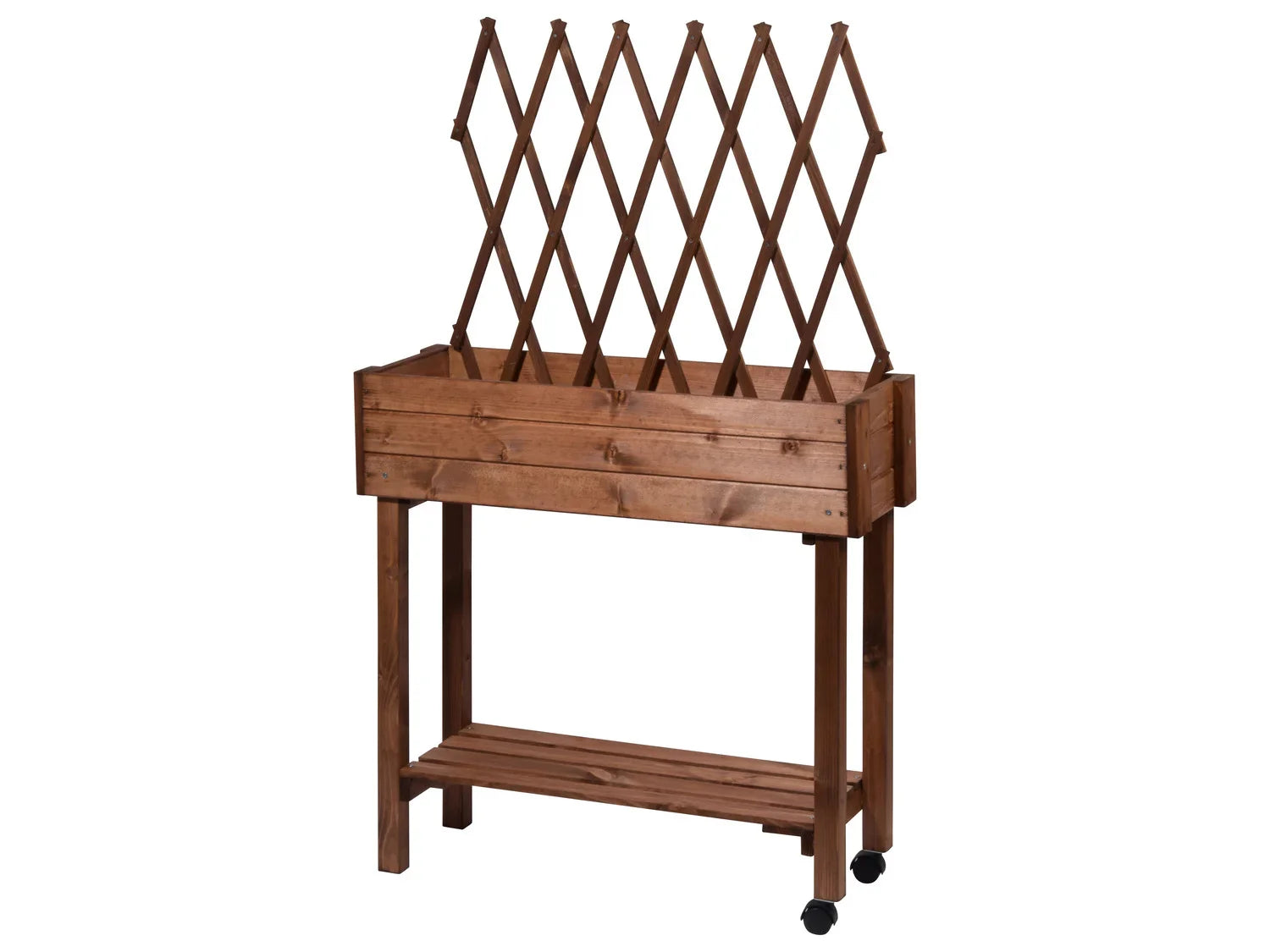 dobar Jardinire surleve  roulettes avec treillis, L 79 x l 28,5 x H130 cm