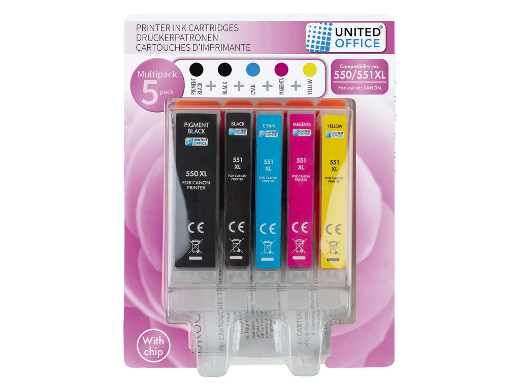 UNITED OFFICE Cartouches d'impression, 5 pices, Canon