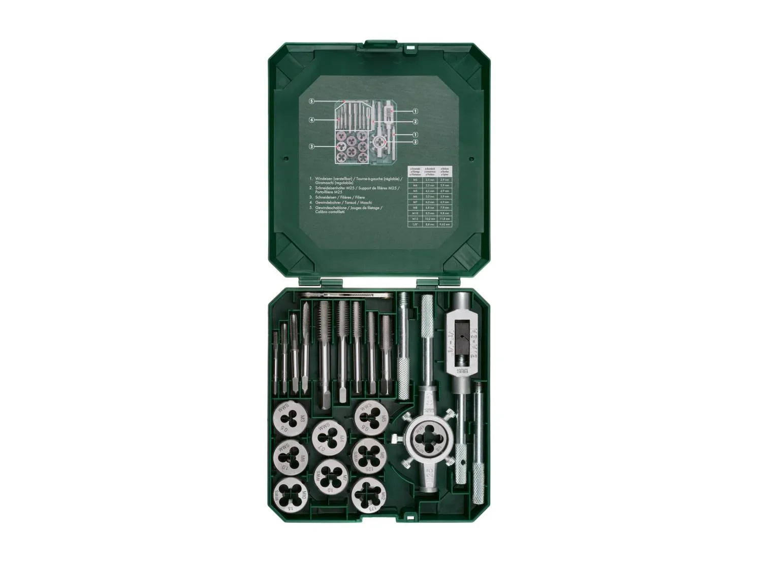 PARKSIDE Set de filetage et taraudage, 21 pices