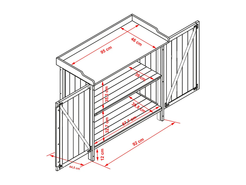 HABAU Table de jardin avec meuble bas, 98 x 48 x 95 cm