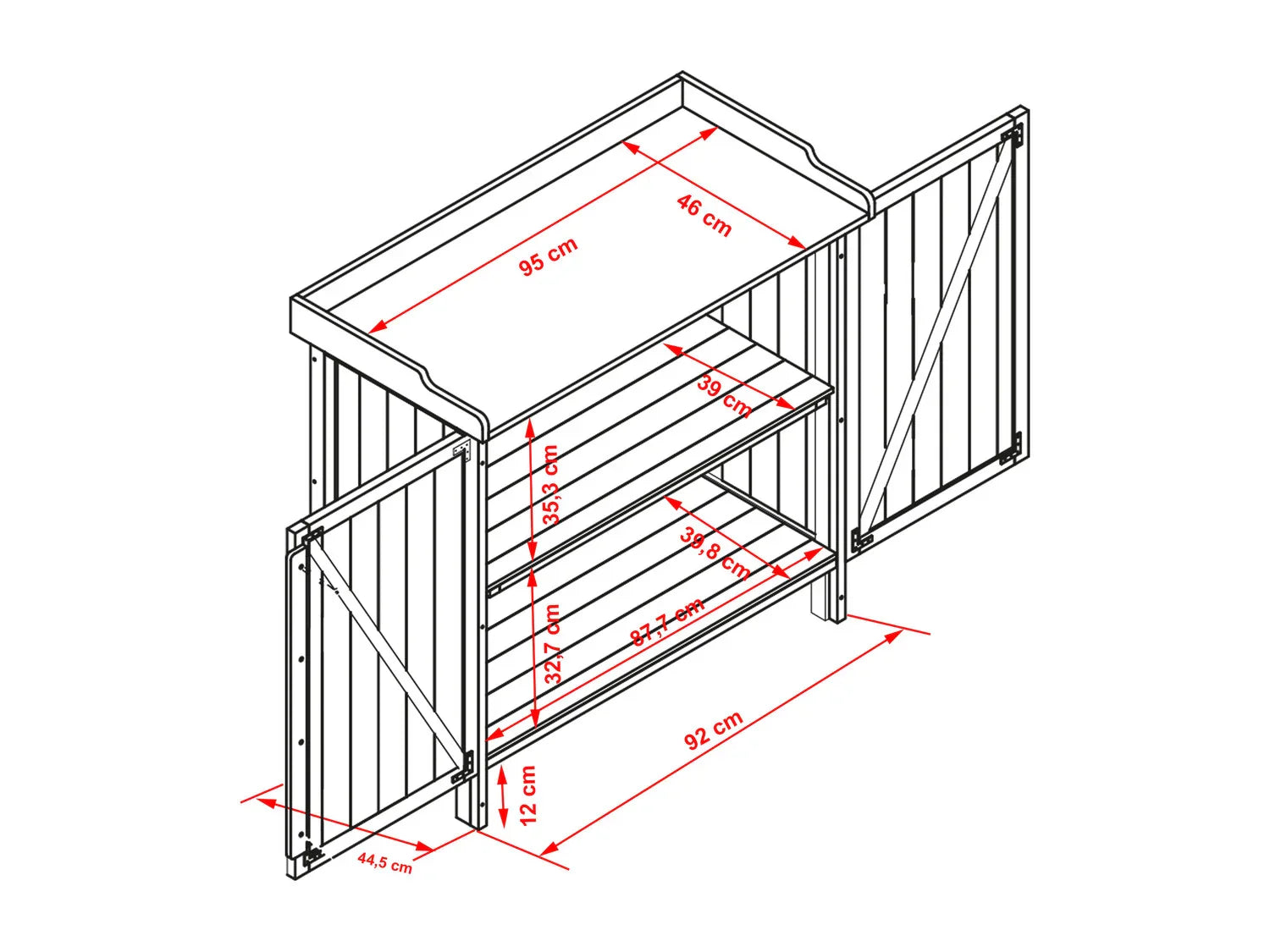 HABAU Table de jardin avec meuble bas, 98 x 48 x 95 cm